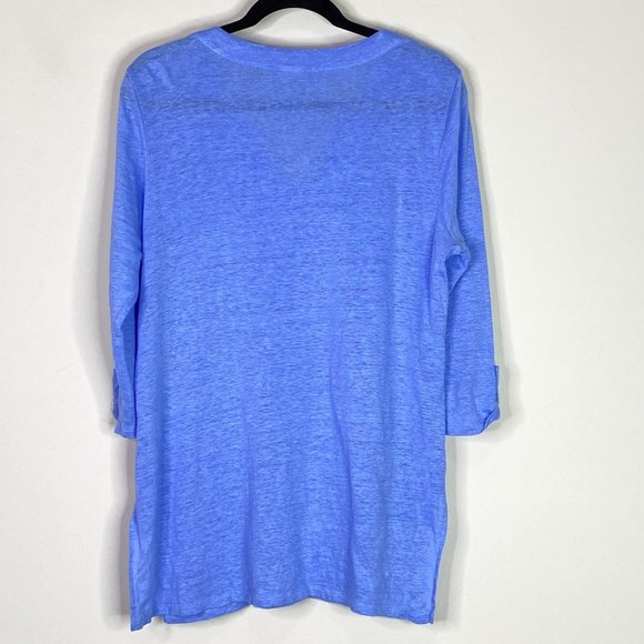 Chico's Blue Notch Neck Linen Tunic Women's Size Medium - Picture 2 of 9